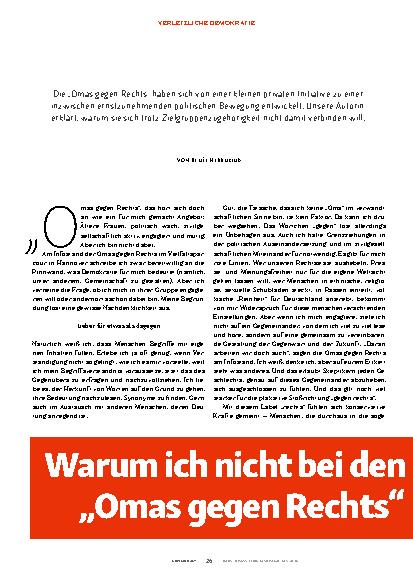 Vorschauseite 1: Warum ich nicht bei den „Omas gegen Rechts“ mitmache