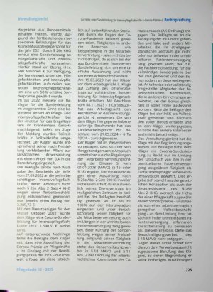 Vorschauseite 3: Zur Höhe einer Sonderleistung für Intensivpflegefachkräfte (»Corona-Prämie«)