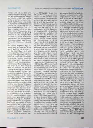 Vorschauseite 5: Zur Höhe einer Sonderleistung für Intensivpflegefachkräfte (»Corona-Prämie«)