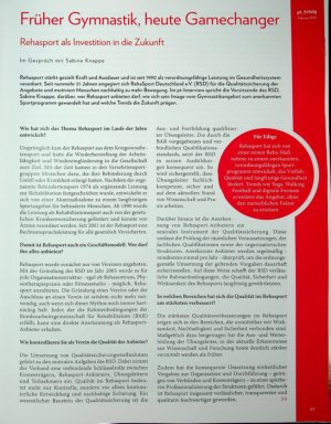 Vorschauseite 1: Früher Gymnastik, heute Gamechanger Rehasport als Investition in die Zukunft