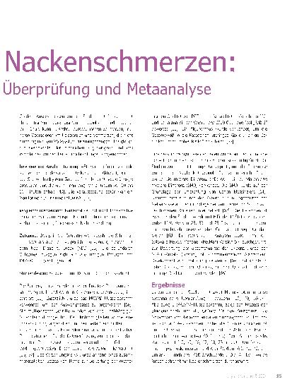 Vorschauseite 2: Ausdauertraining bei Nackenschmerzen: eine systematische Überprüfung und Metaanalyse