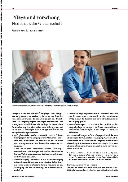 Vorschauseite 1: Pflege und Forschung Neues aus der Wissenschaft