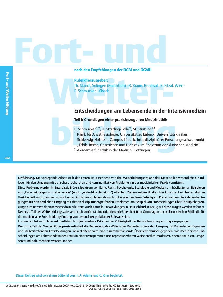 Vorschauseite 1: Entscheidungen am Lebensende in der Intensivmedizin