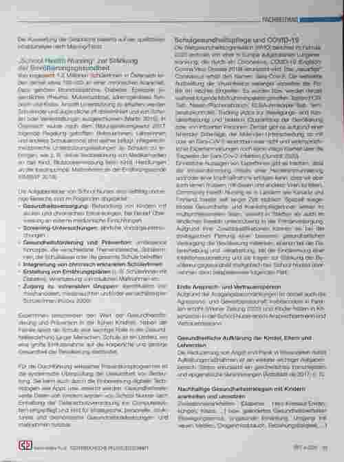 Vorschauseite 2: Schulgesundheitspflege in Zeiten von COVID-19