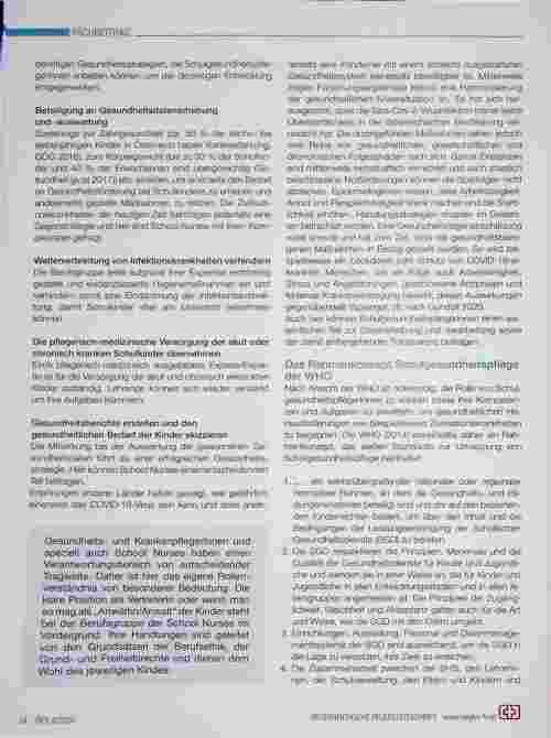 Vorschauseite 3: Schulgesundheitspflege in Zeiten von COVID-19