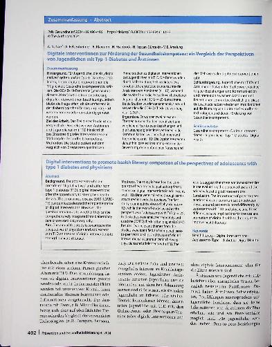 Vorschauseite 3: Digitale Interventionen zur Förderung der Gesundheitskompetenz: ein Vergleich der Perspektiven von Jugendlichen mit Typ-1-Diabetes und Ärztinnen