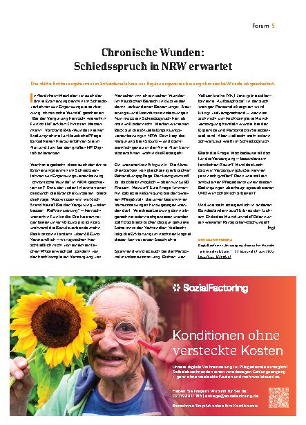 Vorschauseite 1: Chronische Wunden: Schiedsspruch in NRW erwartet