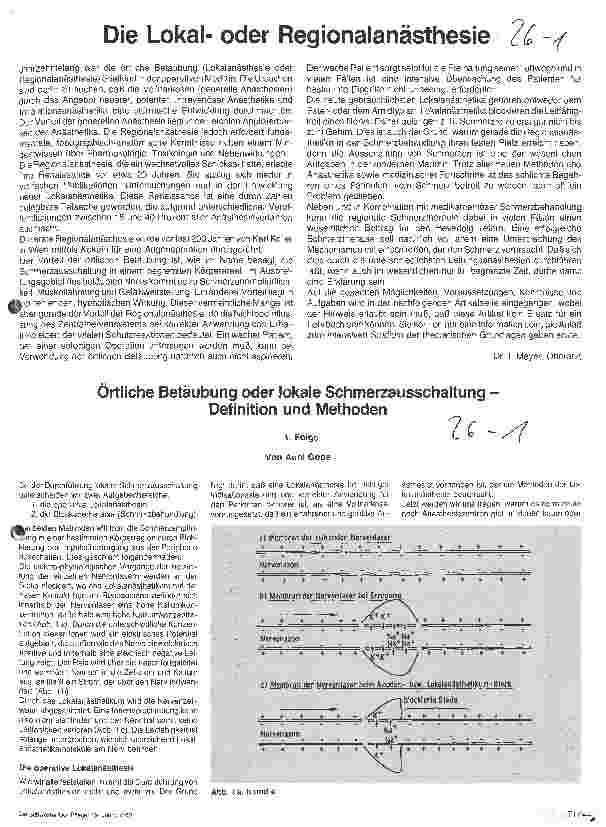 Vorschauseite 1: Die Lokaloder Regionalanästhesie