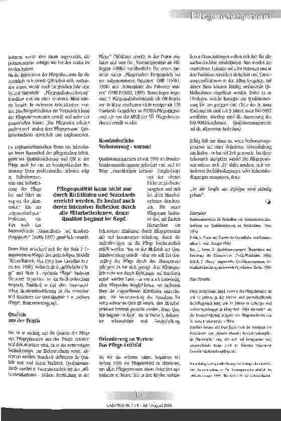 Vorschauseite 2: Pflegemanagement im Krankenhaus: Welchen Beitrag leisten normative Dokumente zum Qualitätsmanagement in der Kinderkrankenpflege?