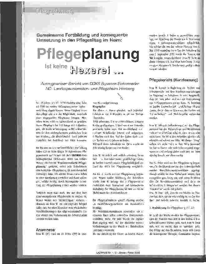 Vorschauseite 1: Pflegeplanung ist keine Hexerei