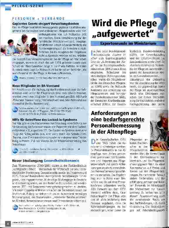 Vorschauseite 1: Wird die Pflege aufgewertet? Expertenrunde im Ministerium