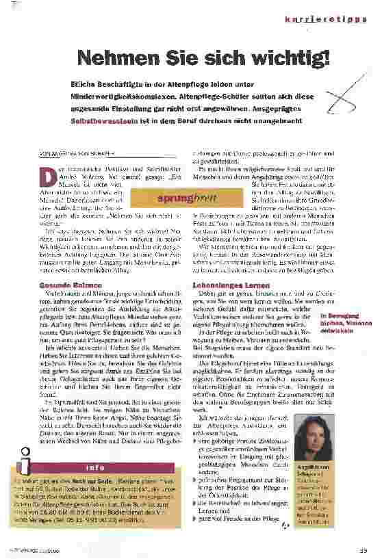 Vorschauseite 1: Nehmen Sie sich wichtig Karrieretipps