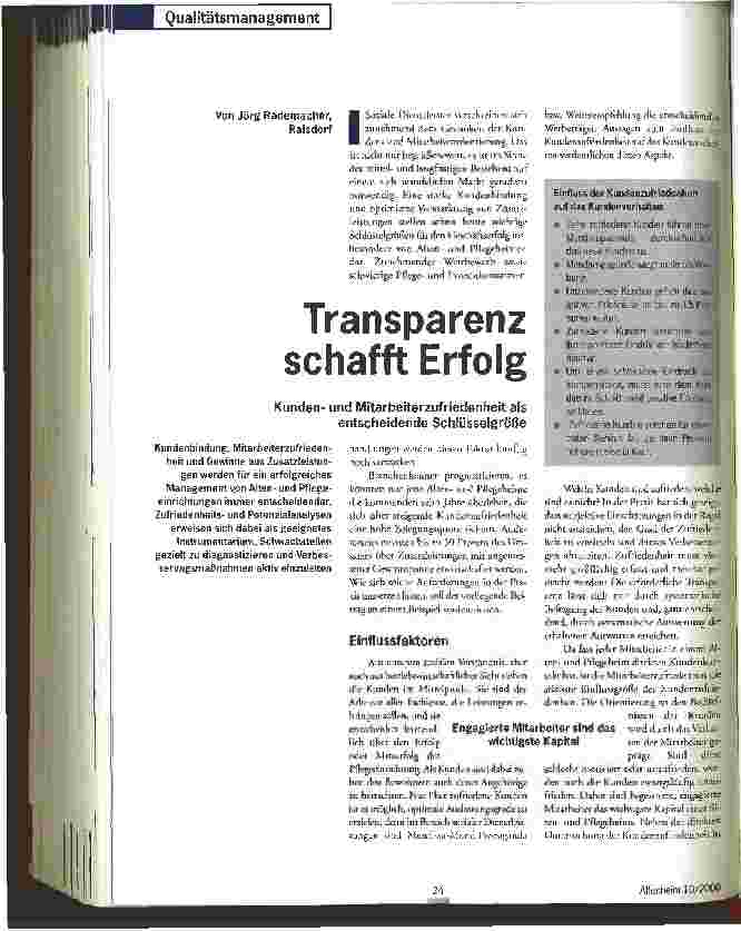 Vorschauseite 1: Transparenz schafft Erfolg