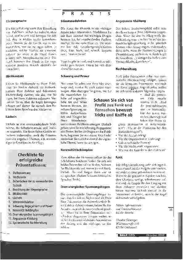 Vorschauseite 2: Hilfe, ich muß präsentieren!