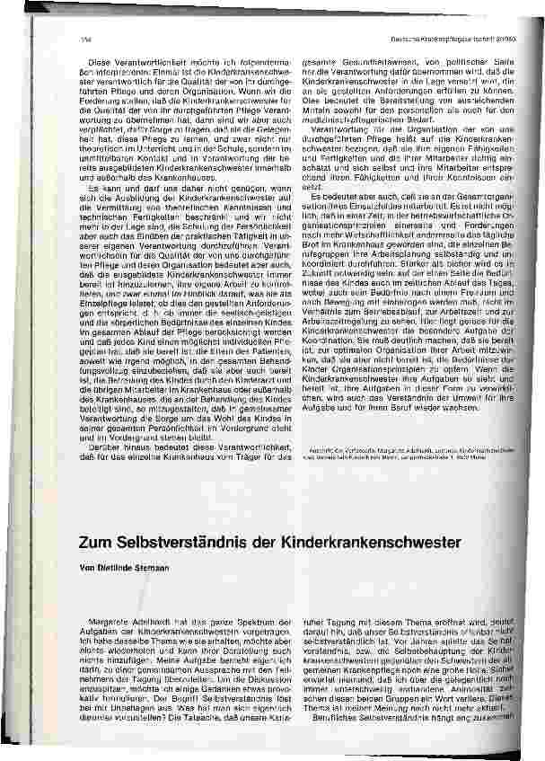 Vorschauseite 3: Selbstverständnis und Aufgaben der Kinderkrankenschwester heute