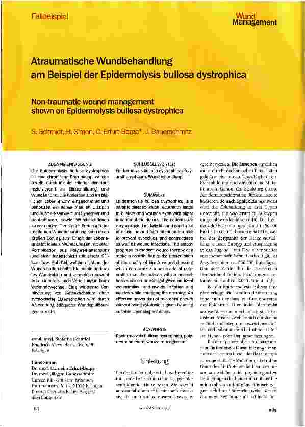 Vorschauseite 1: Atraumatische Wundbehandlung am Beispiel der Epidermolysis bullosa dystrophica