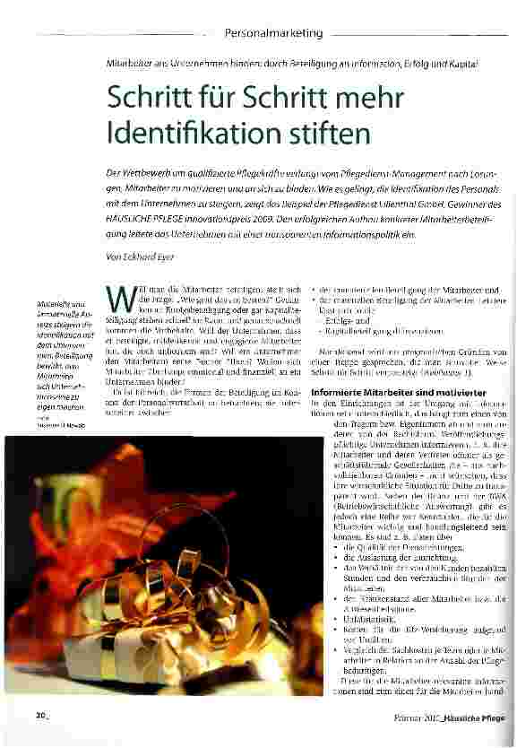 Vorschauseite 1: Schritt für Schritt mehr Identifikation stiften