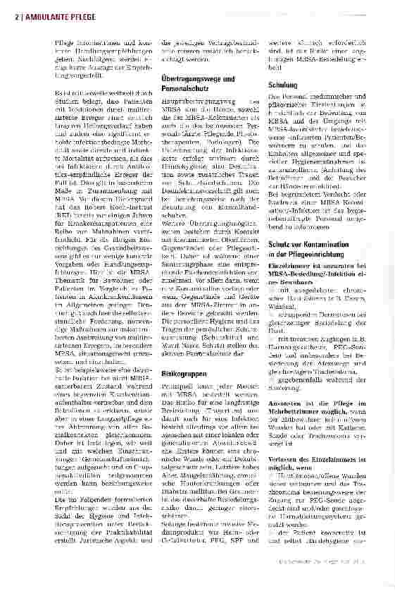 Vorschauseite 2: MRSA in Gesundheitseinrichtungen