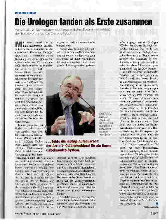 Vorschauseite 1: Die Urologen fanden als Erste zusammen