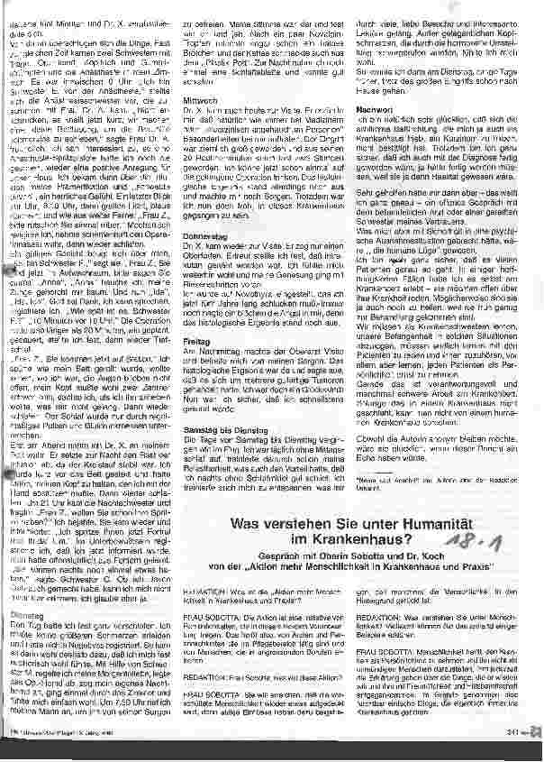 Vorschauseite 5: Ängste einer Krankenschwester vor und während ihres Krankenhausaufenthalts oder ein Patient läßt sich nicht entmündigen