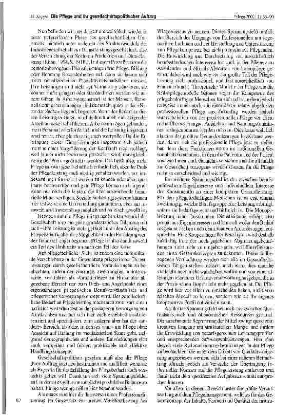 Vorschauseite 3: Die Pflege und ihr gesellschaftspolitischer Auftrag