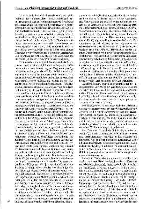 Vorschauseite 5: Die Pflege und ihr gesellschaftspolitischer Auftrag