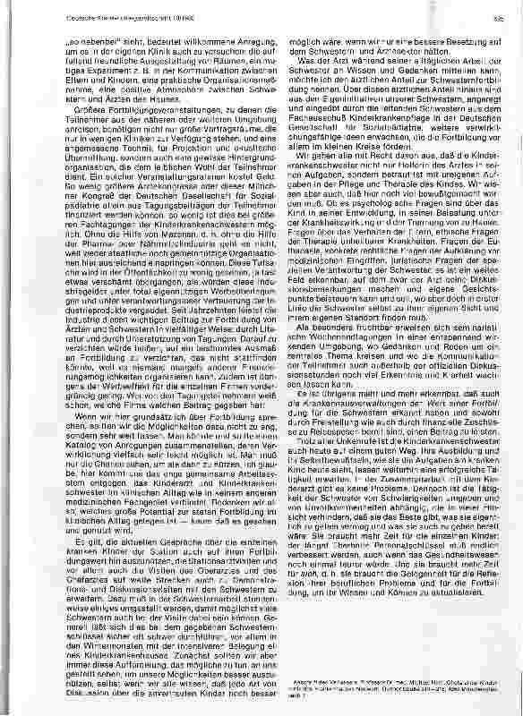 Vorschauseite 2: Berufspolitik der Kinderkrankenschwestern Fortbildung für Kinderkrankenschwestern in Nordrhein-Westfalen