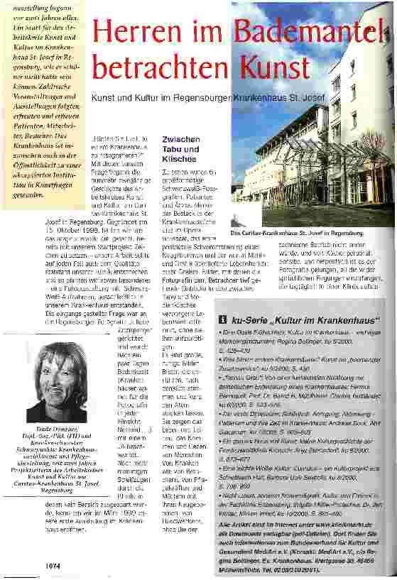 Vorschauseite 1: Herren im Bademantel betrachten Kunst Kunst und Kultur im Regensburger Krankenhaus St. Josef