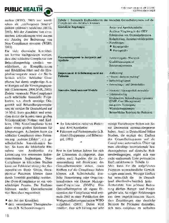 Vorschauseite 2: Compliance bei chronischen Krankheiten - Zusammenhang zum Gesundheitssystem