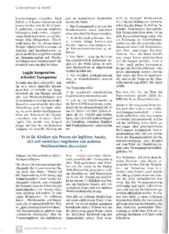 Vorschauseite 2: Wie Kliniken Mitglieder in Ärztenetzen werden können