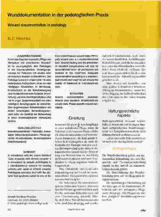 Vorschauseite 1: Wunddokumentation in der podologischen Praxis