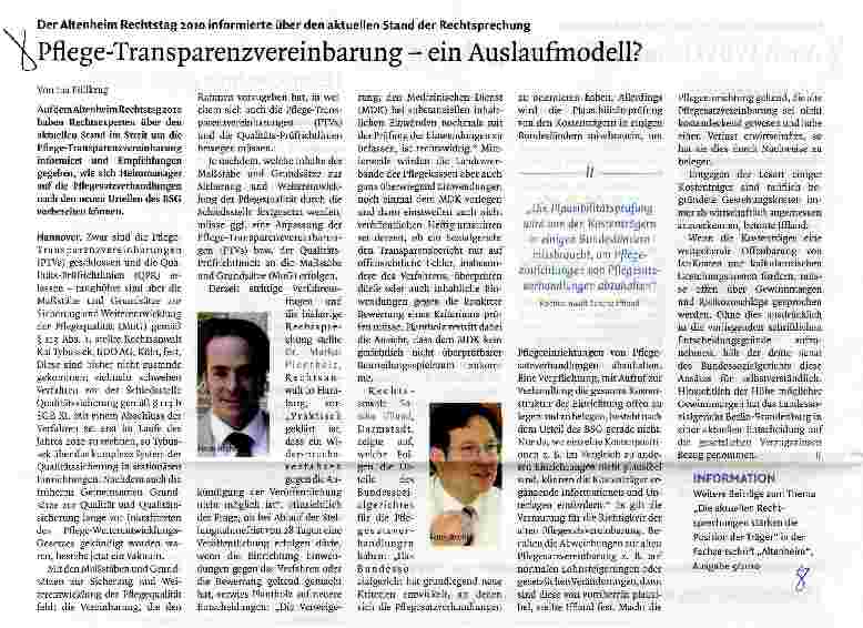 Vorschauseite 1: Pflege-Transparenzvereinbarung - ein Auslaufmodell?