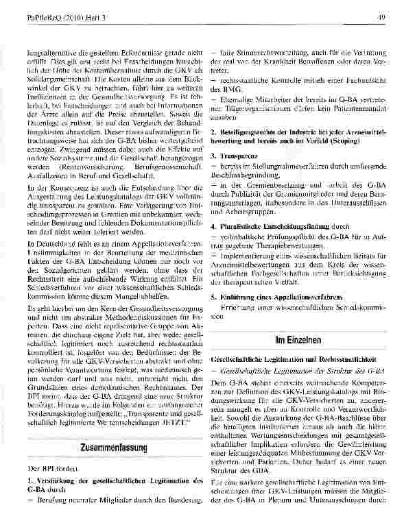 Vorschauseite 2: Vorschläge für eine neue Struktur des Gemeinsamen Bundesausschusses (GBA)*