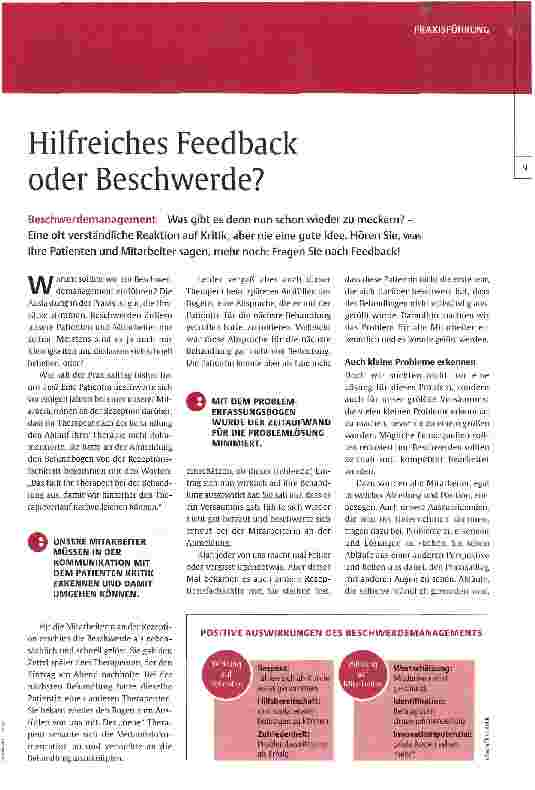 Vorschauseite 1: Hilfreiches Feedback oder Beschwerde?