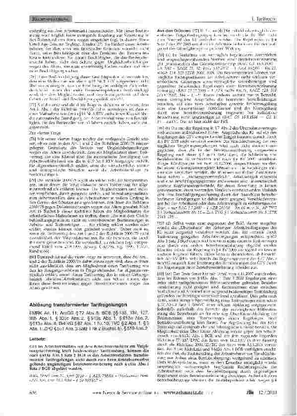 Vorschauseite 1: Ablösung transformierter Tarifregelungen