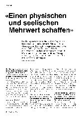 Vorschauseite 1: "Einen physischen und seelischen Mehrwert schaffen"