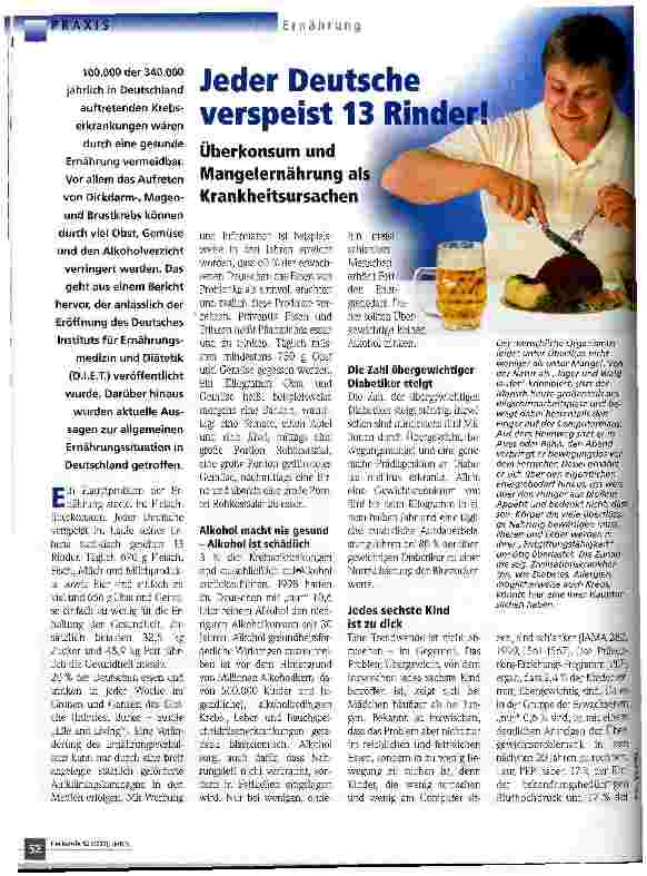 Vorschauseite 1: Jeder Deutsche verspeist 13 Rinder!