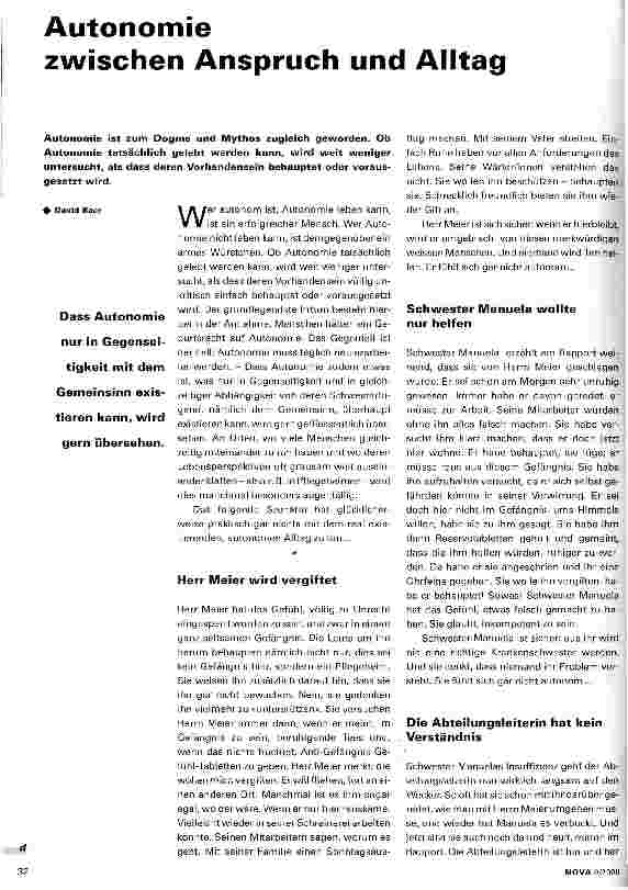 Vorschauseite 1: Autonomie zwischen Anspruch und Alltag