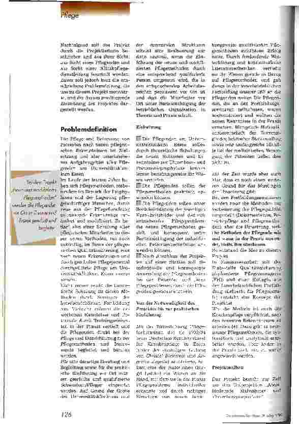 Vorschauseite 3: Modifizierte Pflegemethoden zur Thromboseund Pneumonieprophylaxe Ein Qualitätssicherungsprojekt, 1. Teil