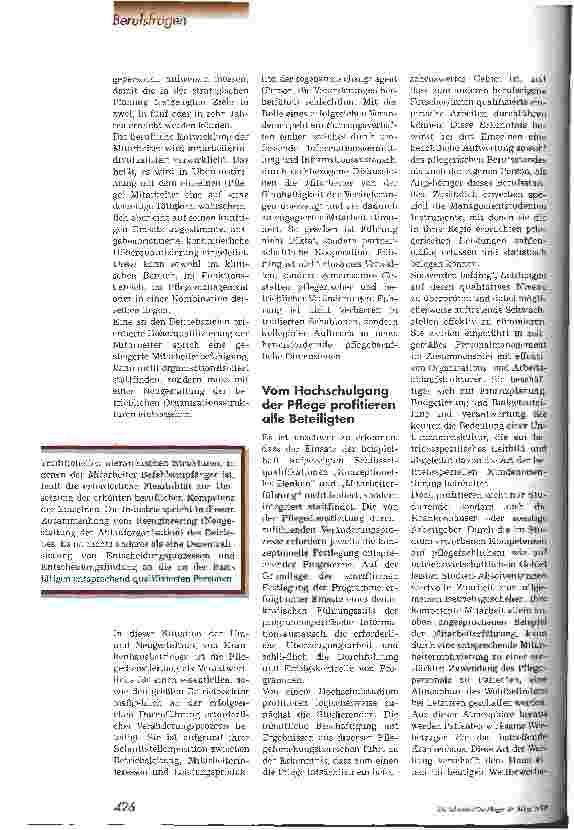 Vorschauseite 3: Pflege studiert Vom Gang zur Hochschule profitiert nicht nur das Pflegepersonal