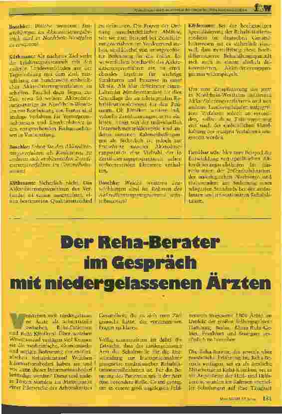 Vorschauseite 2: Akkreditierung von stationären Rehabilitationseinrichtungen Der Reha-Berater im Gespräch mit niedergelassenen Ärzten