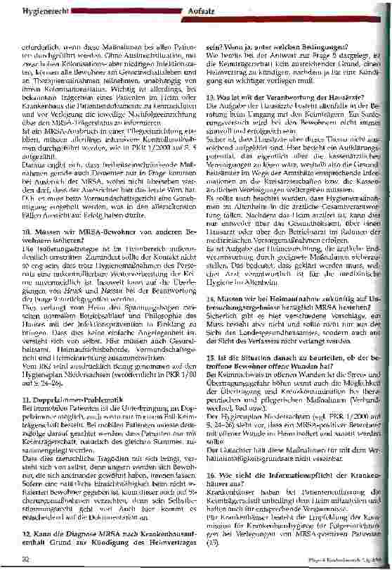 Vorschauseite 4: Rechtliche Fragestellungen im Umgang mit MRSA/ORSA-infizierten Bewohnern in Pflgeheimen