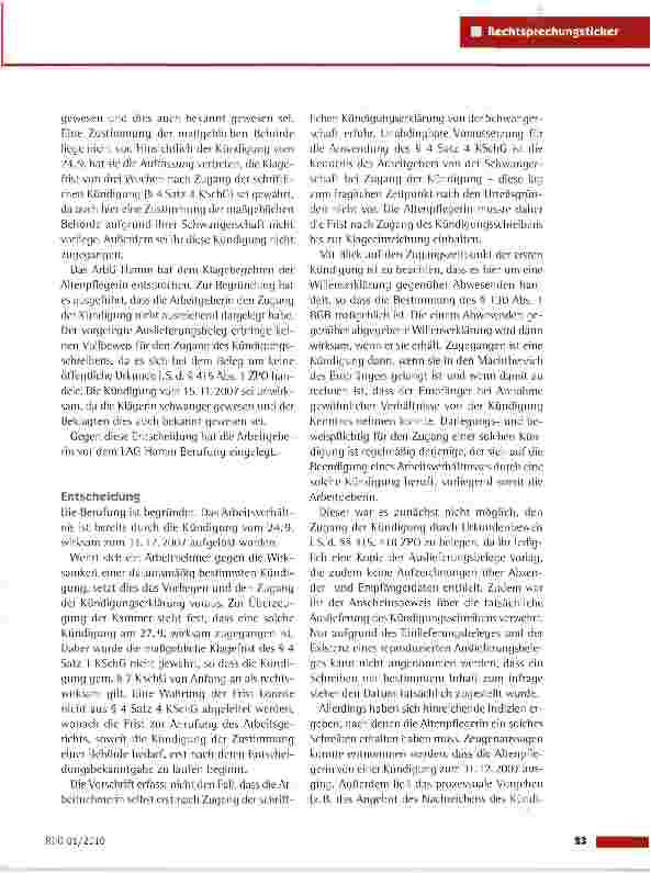 Vorschauseite 2: Kündigung einer schwangeren Altenpflegerin