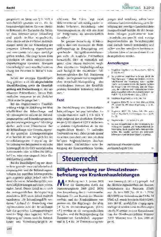 Vorschauseite 1: Billigkeitsregelung zur Umsatzsteuerbefreiung von Krankenhausleistungen