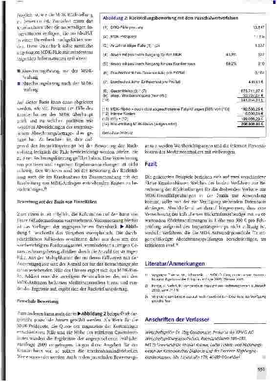 Vorschauseite 2: Bewertung des Risikos für MDK-Einzelfallprüfungen -Rückstellungsbildung erforderlich