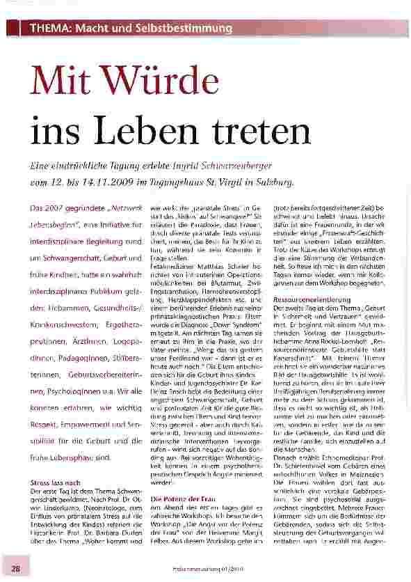 Vorschauseite 1: Mit Würde ins Leben treten