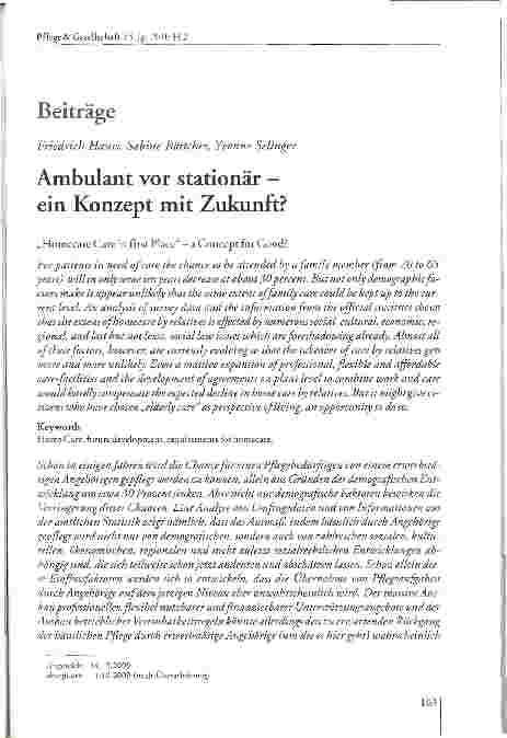 Vorschauseite 1: Ambulant vor stationär -ein Konzept mit Zukunft
