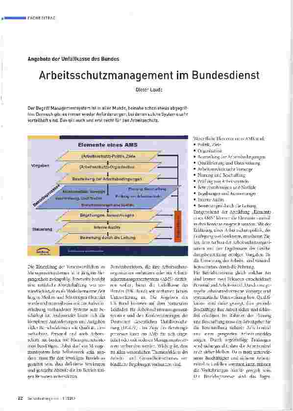 Vorschauseite 1: Arbeitsschutzmanagement im Bundesdienst