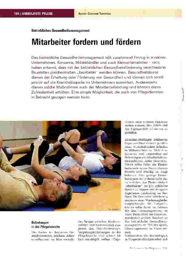 Vorschauseite 1: Betriebliches GesundheitsmanagementMitarbeiter fordern und fördern
