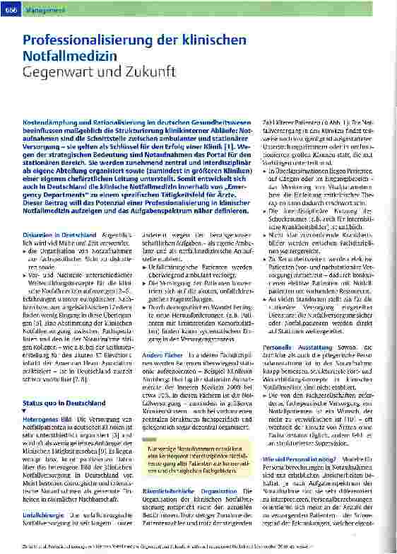 Vorschauseite 1: Professionalisierung der klinischen Notfallmedizin Gegenwart und Zukunft